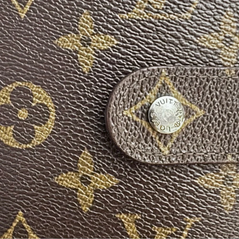 🩷VINTAGE LOUIS VUITTON Brown Monogram Ring Agenda Cover Medium PM Gold-Tone HW
